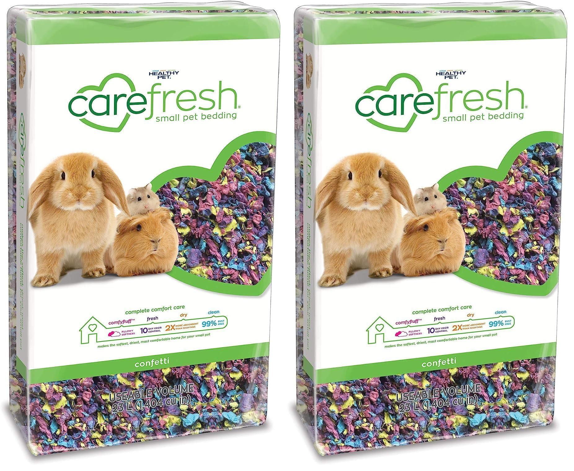 Carefresh 99% Dust-Free Confetti Natural Paper Small Pet Bedding with Odor Control, 23 L (Pack of 2) Image Carefresh 99% Dust-Free Confetti Natural Paper Small Pet Bedding with Odor Control, 23 L (Pack of 2) Image