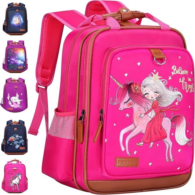 Girls Backpack Unicorn 15" Pink Kids School Book Bag for Kindergarten