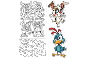 GLOBLELAND Ensemble de tampons et matrices de découpe en silicone transparent pour la fabrication de cartes Motif âne, oiseau