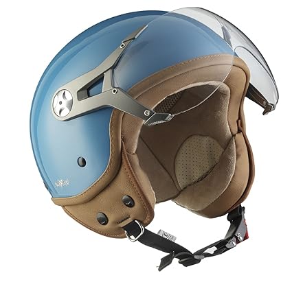 SOXON SP-325-MONO Crystal Blue · Vespa-Helm Chopper Mofa Jet-Helm Scooter-Helm Roller-Helm Pilot Bobber Biker Cruiser Motorra
