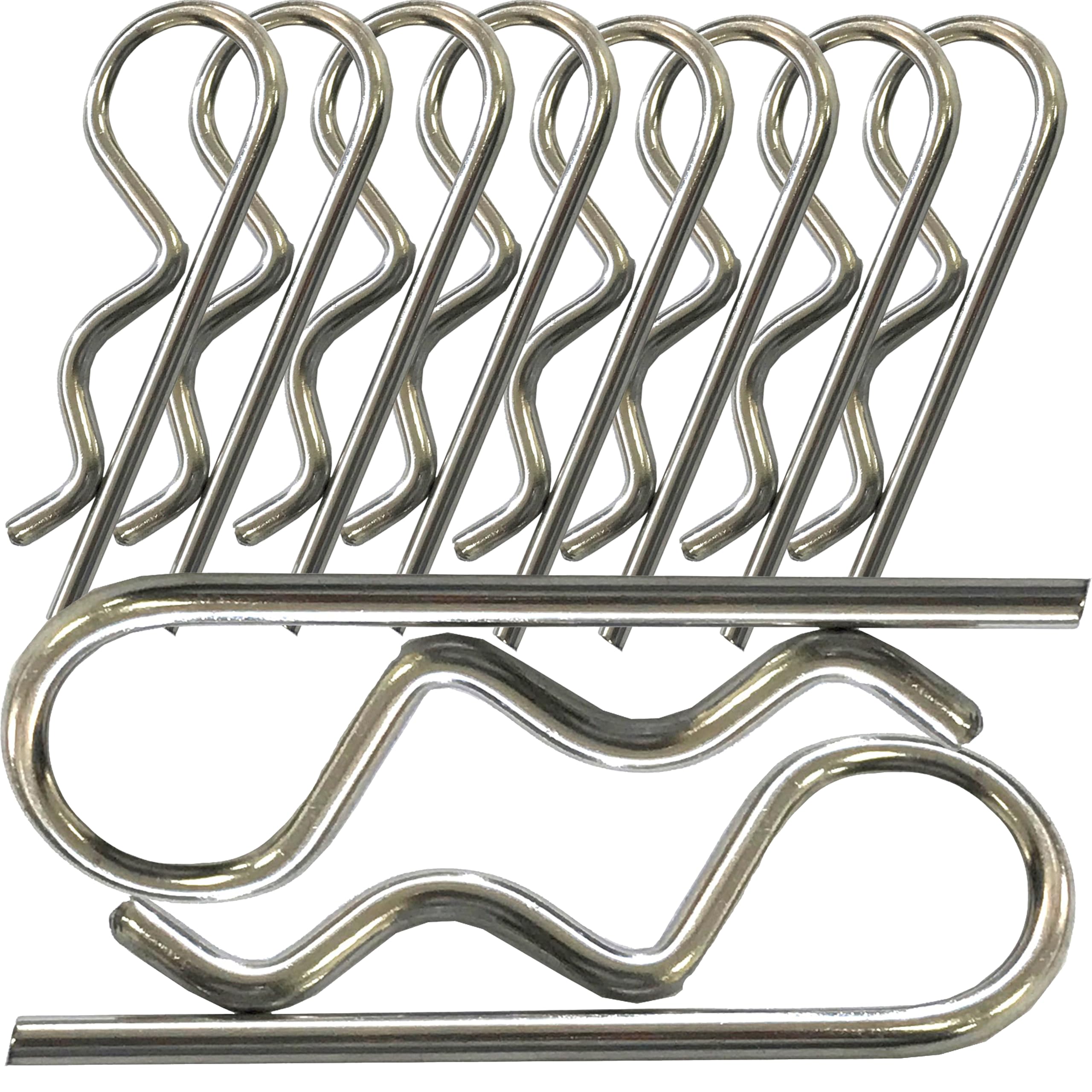 10Pcs Stainless Steel R-Clip Split Pin - Secure Shaft Retaining Beta Pin with Durable Spring Cotter Design (3mm x 60mm)