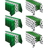 Buryeah 6 Pcs Soccer Themed Tablecloths 54 x 108 Inches Disposable Plastic Table Cover Supplies Rectangular Game Day Tablecloth Field for Tailgate Sports Party (Mix Soccer)