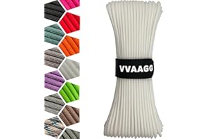 VVAAGG 1000 White Paracord Rope 100FT, 4mm Utility Parachute Cord 12 Strand Nylon Camping Rope, Tent Rope, Clothsline Rope