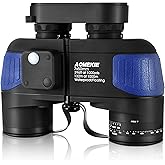 AOMEKIE 7X50 Marine Waterproof Binoculars for Adults with Illuminated Rangefinder Compass BAK4 IPX7 for Boating Military Navigation Hunting Fishing Water Sports