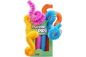 BUNMO Pop Tubes – Large 4-Pack Sensory & Fidget Tubes for Kids 3+ | Stretch, Connect & Pop | Creative STEM Play & Fine-Motor 