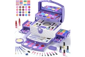 GirlsHome Kids Makeup Set for Girl Washable Real Cosmetic, Safe & Non-Toxic Frozen Toys Toddler Makeup Kit, Frozen Princess Dress up Kit Christmas & Birthday Girl Gift for 3-12 (Frozen Purple)