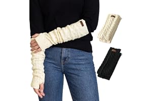 Brook + Bay Knit Arm Warmers for Women - Winter Fingerless Arm Warmers & Wrist Warmer w/Thumbhole - Long Fingerless Gloves
