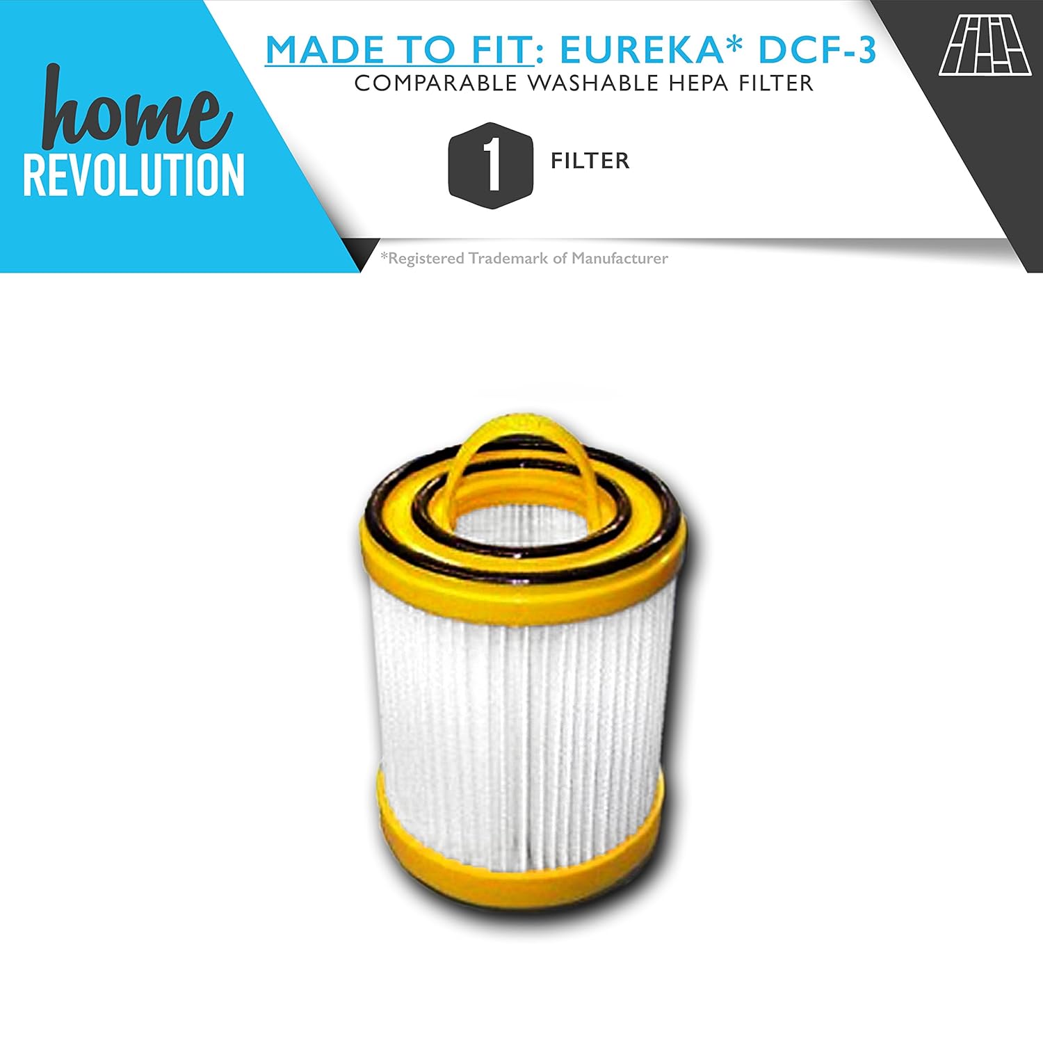 Home Revolution Replacement HEPA Filter, fits Eureka 5700 and 5800 series, Eureka Bagless Vacuum Cleaners, Eureka Litespeed Whirlwind Bagless & SC5845A models and Part 61825, 62136, 61825-R, ER-1880