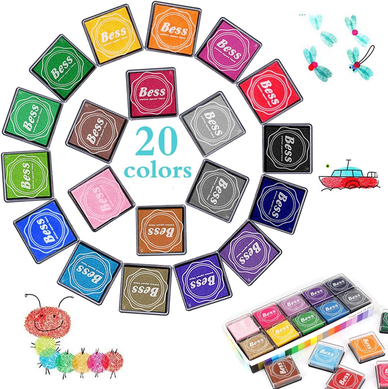 Stempelkissen Set 6 Farben | Wasserbasierte Ungiftige Tinte | Für Scrapbooking & Kinder Basteln