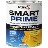 Zinsser Smart Prime Water-Based Primer, Quart | Quart primer-sealer. Blocks stains &amp; seals surfaces with superior adhesion for interior/exterior wood, drywall &amp; metal.