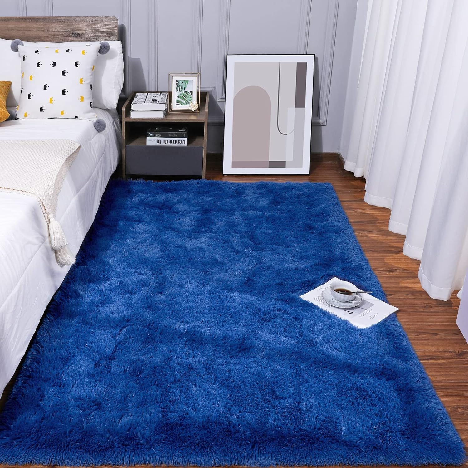 Rugs, Pads & Protectors - Kelarea Super Soft Shaggy Rug Fluffy Bedroom Carpets, 3x5 Feet Navy Blue, Modern Indoor Fuzzy Plush Area Rugs for Living Room Dorm Home Decorative Kids Girls Children's Floor Rugs