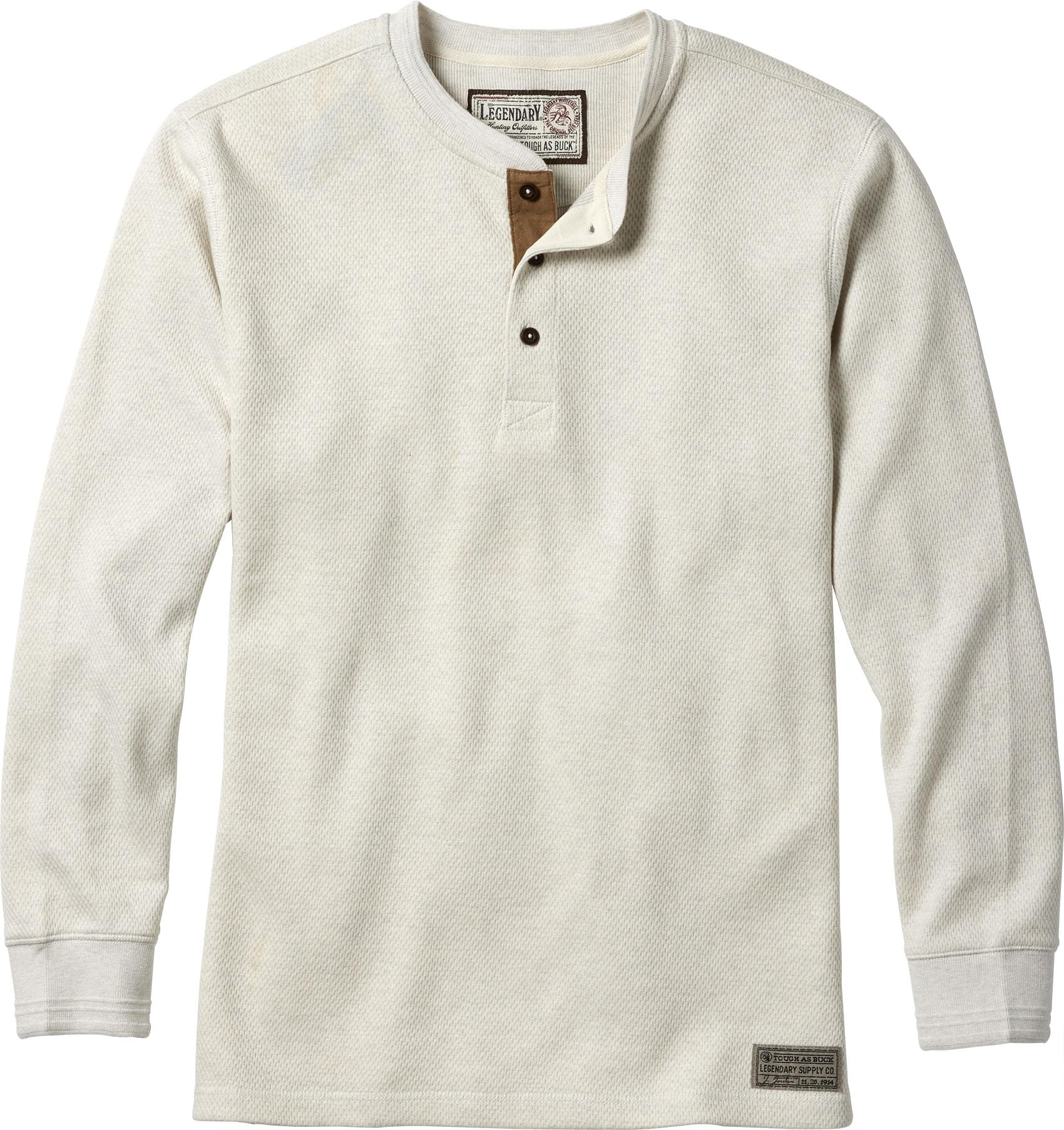 Legendary Whitetails Mens Henley Long Sleeve Thermal Heavyweight Shirt, Ivory Winter, 3XT Image