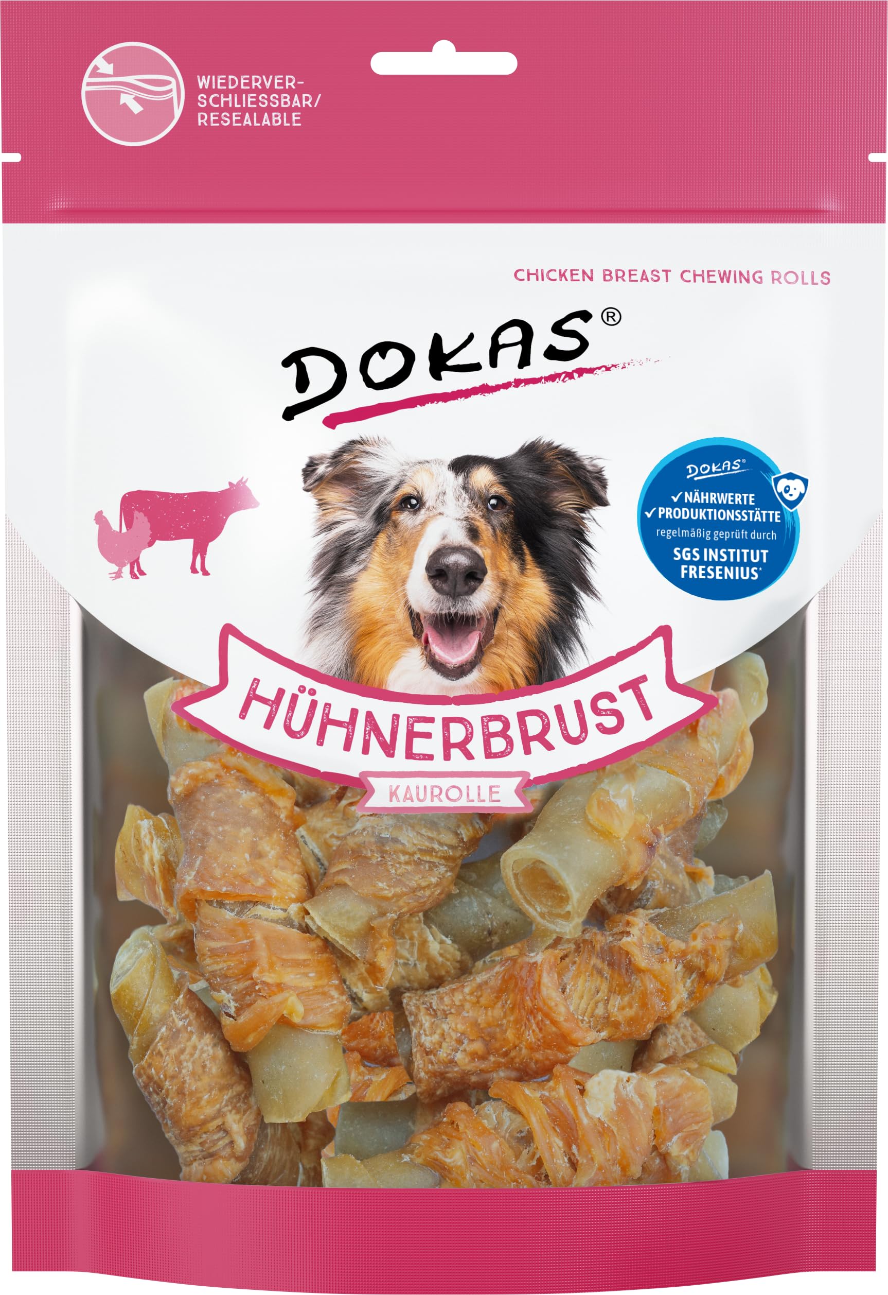 DOKAS Grain Free Premium Chew Snack with Chicken Breast for Dogs - Ideal for Between