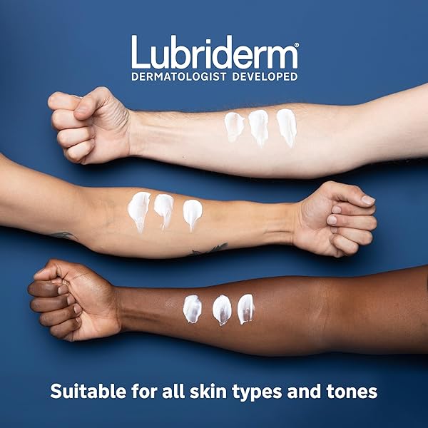 LUBRIDERM FRAGRANCE FREE DAILY MOISTURE LOTION + PRO-CERAMIDE, SHEA BUTTER & GLYCERIN, FACE, HAND & BODY LOTION FOR SENSITIVE SKIN, HYDRATING LOTION FOR HEALTHIER-LOOKING SKIN, 16 FL. OZ