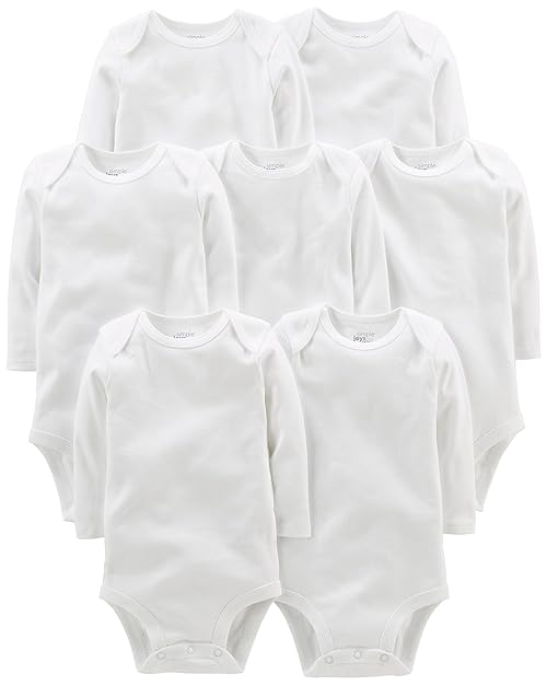Simple Joys by Carter's Baby 7-Pack Long Sleeve Bodysuit, White, 6-9 Months