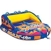 WOW Sports Max Vibes Tropic Rush Towable Tube - 1-2 Riders | Rated to 340 lbs with an EZ-connect tow point and a heavy-duty nylon cover.