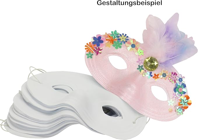 trendmarkt24 Kinder-Halb-Masken 12 Stück aus Kunststoff 16x9 cm weiße