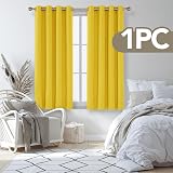 Deconovo Solid Blackout Curtain 52x54 Eyelet Thermal Insulated Yellow view 3