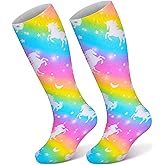PAMAID Kids Soccer Socks Toddler Knee High Soccer Baseball Socks for Girls