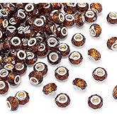 Spritewelry 100pcs 14mm Large Hole Beads Glass Crystal Faceted Beads Brown European Crystal Spacer Bead for Valentine's Day Necklace Earring Bracelet Crafts Jewelry Making