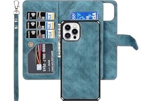 iCoverCase Compatible with iPhone 12/12 Pro Wallet Case with Card Holder and Wrist Strap, PU Leather Kickstand Card Slots Mag