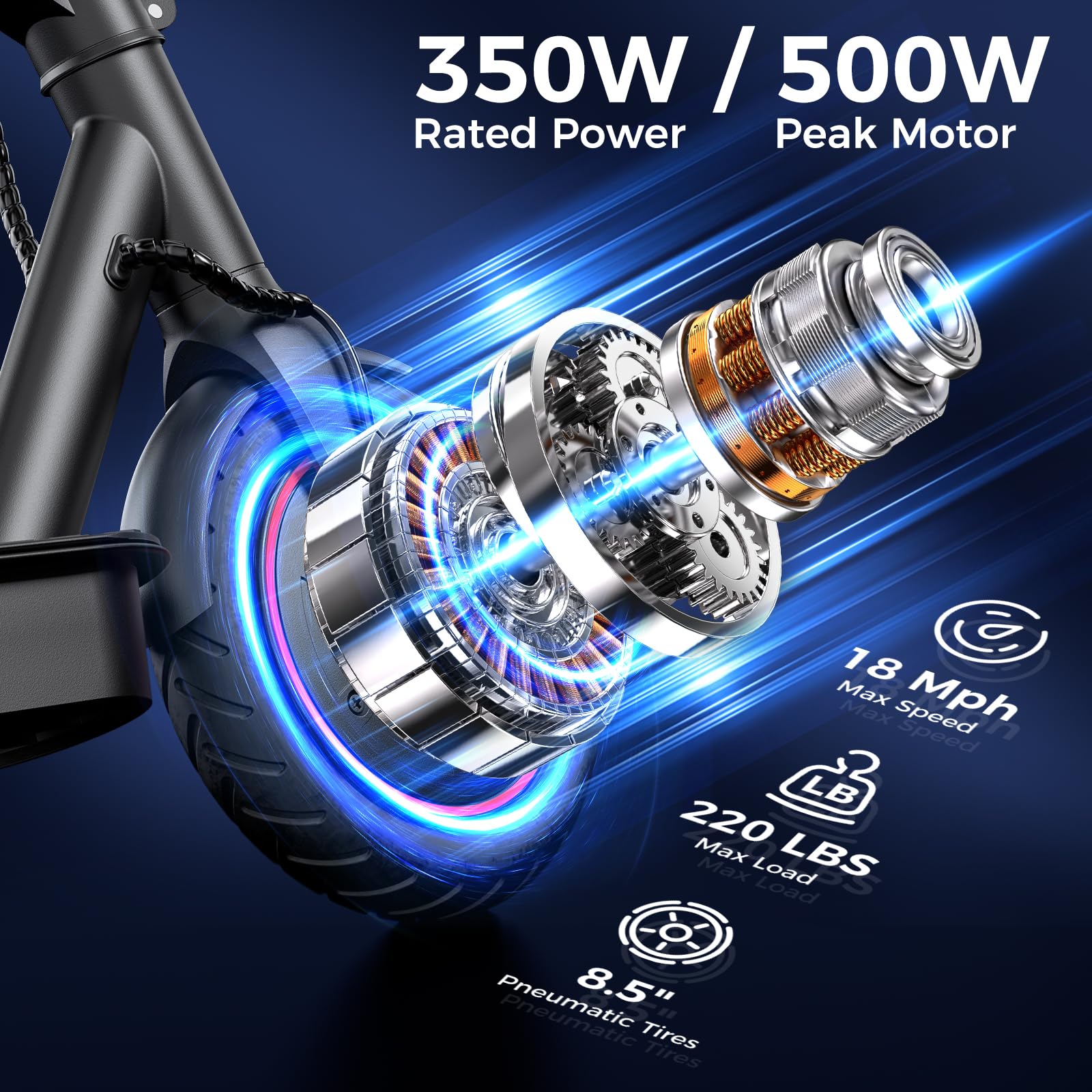 Electric Scooters - Electric Scooter for Kids, 500W/1000W Motor, 18/25 MPH Top Speed, 8.5'' /9.3'' Tires, 21/28 Miles, Long Range Electric Scooter for Adults and Teens