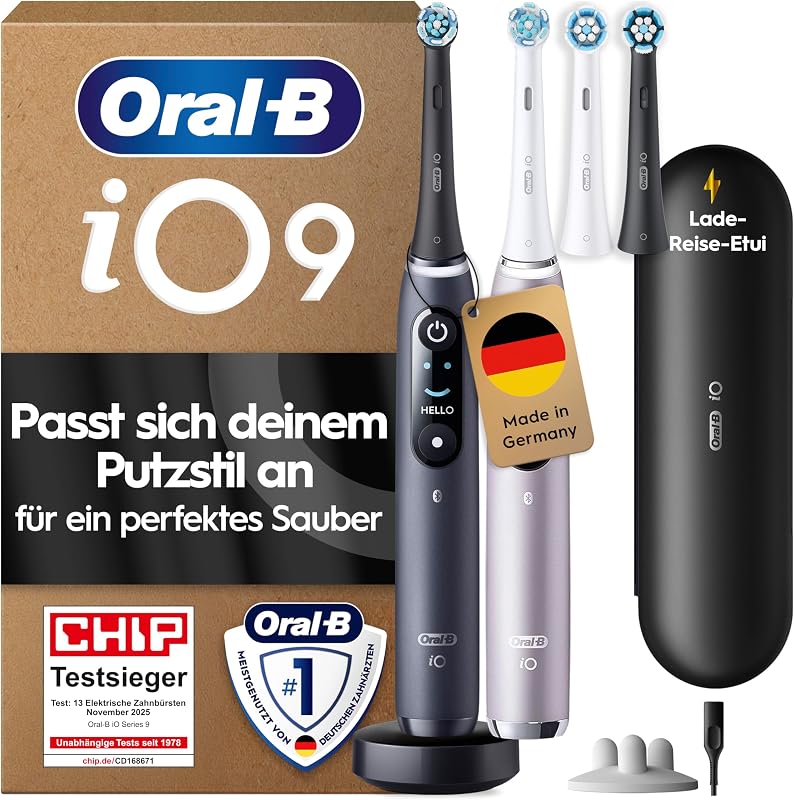 iO Series 9 Elektrische Zahnbürste, Doppelpack, Schwarz/Rosa