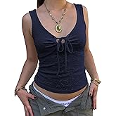 EMMIOL Womens V Neck Ribbed Crop Tank Tops Sleeveless Ruched Going Out Y2K Sexy Top Summer Outfits