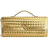 Jumping Deer Woven Clutch Purses for Women, Formal Satchel Leather Evening Bag Shoulder Handbag