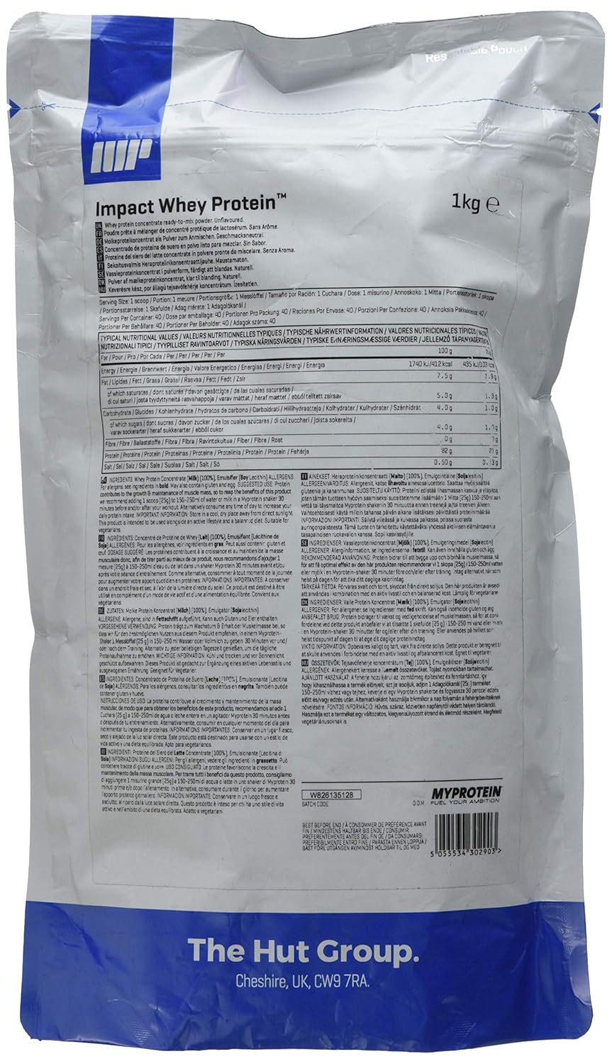 MyProtein Impact Whey Proteína de Suero - 1000 gr: Amazon.es: Salud y cuidado personal