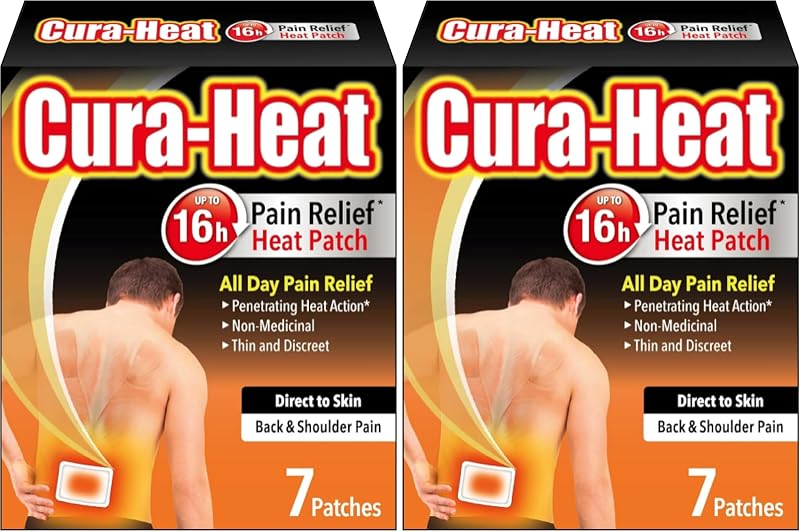 Cura-heat Back & Shoulder Pain Patches Direct to Skin 7 Patches Pack of 2