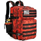 Lovelinks21 45L Tactical Assault Backpack 3 day assault pack with Molle Waterproof backpack Rucksack for Tactical Backpacks (Red water pattern)