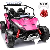 JOYRACER 24V Kids Ride on Toys w/800W Motors, 20" 2-Seater Ride On Car with Remote Control, Searchlights, Metal Frame, 4-Wheel Suspension, Trunk, Bluetooth, Electric Vehicle for Kids Ages 3-8, Pink