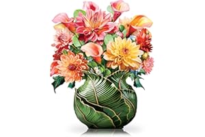 PAEONE Paper Pop-Up Flower Card, Dahlia, Forever Flowers Bouquet 3D Popup Greeting Cards, Blank Note Envelope, Birthday Gift Cards, Mother's Day, Holiday Decorations