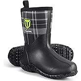 TIDEWE Rubber Boots for Women with Steel Shank, 6mm Neoprene Waterproof Insulated Mid Calf Rain Boots, Sturdy Hunting Work Boots for Farming Gardening Fishing