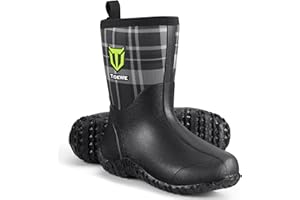 TIDEWE Rubber Boots for Women with Steel Shank, 6mm Neoprene Waterproof Insulated Mid Calf Rain Boots, Sturdy Hunting Work Boots for Farming Gardening Fishing