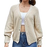 Zmnfewx Women's Loose Sweater Button Soft V-Neck Long-Sleeved Cardigan Knitted Sweater Warm and Comfortable Coat