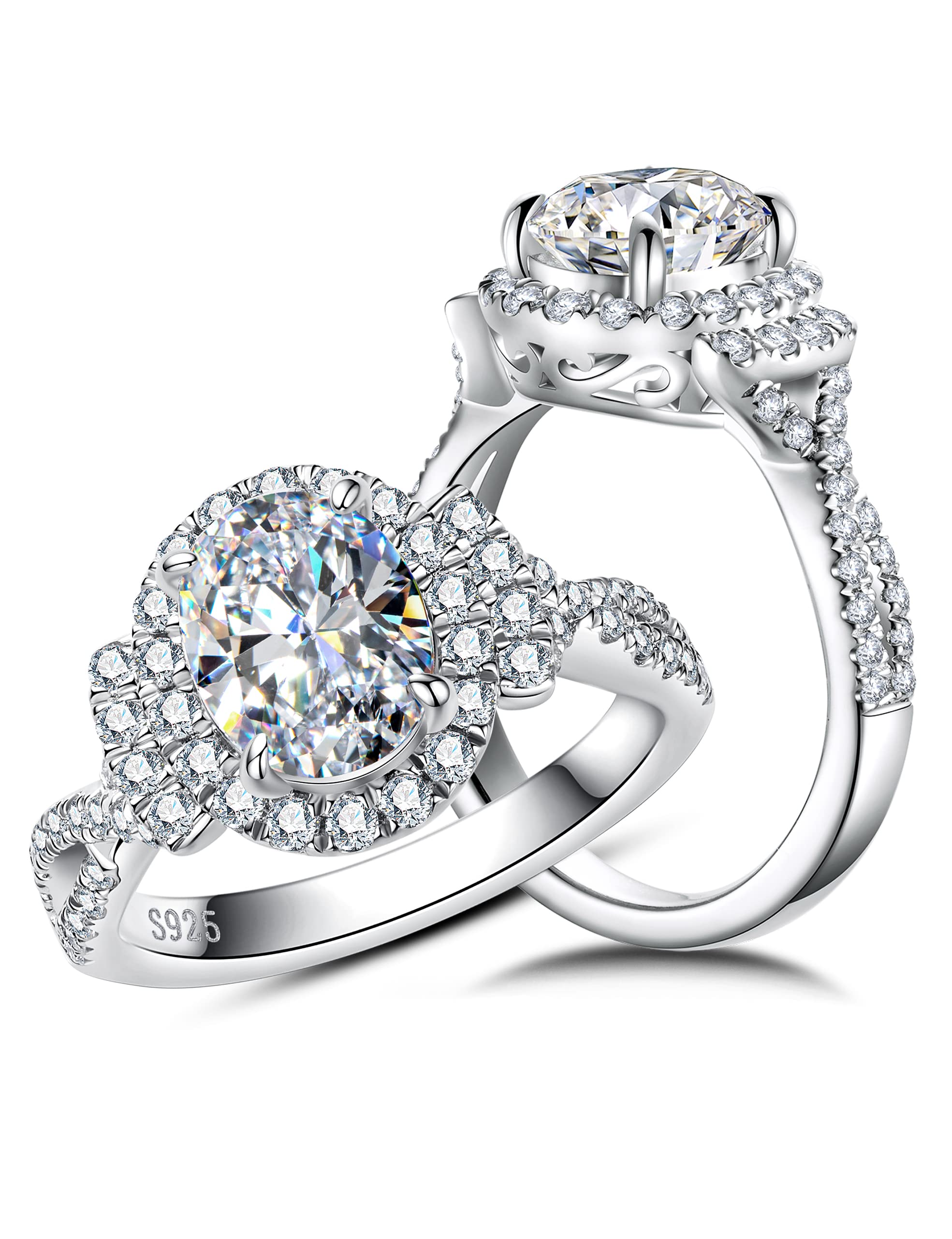 CannyCat Oval cut Moissanite Halo Engagement Ring