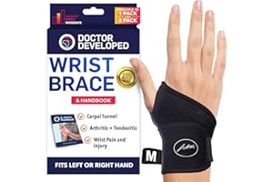 DR. ARTHRITIS Doctor Developed Wrist Brace, Wrist Wraps for Carpal Tunnel Arthritis, Tendonitis, Hand Support, Ideal for Fitness, Weightlifting - Handbook Included (Wrist Brace 1 Pack)