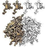50pcs Frog Pendant Charm Animal Charms Pendants Frog Bead Charms Crafts Supplies for Jewelry DIY Earrings Necklace Bracelet Making Accessory, Antique Silver and Antique Bronze