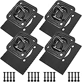 Recessed D Ring Tie Down Anchors 4 Pack (6,000 Lbs), Heavy Duty Trailer Floor Tie Downs and Anchor Points for Securing Cargo, Equipment, ATV, UTV, Truck – Black