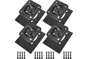DIGANK Recessed D Ring Tie Down Anchors 4 Pack (6,000 Lbs), Heavy Duty Trailer Floor Tie Downs and Anchor Points for Securing Cargo, Equipment, ATV, UTV, Truck – Black