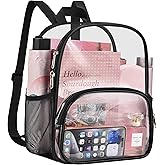 AROUVOG Clear Bag for Stadium Events Clear Backpack 12x12x6 for Schools, Concerts, Work, Festivals and Sporting Events (Black)