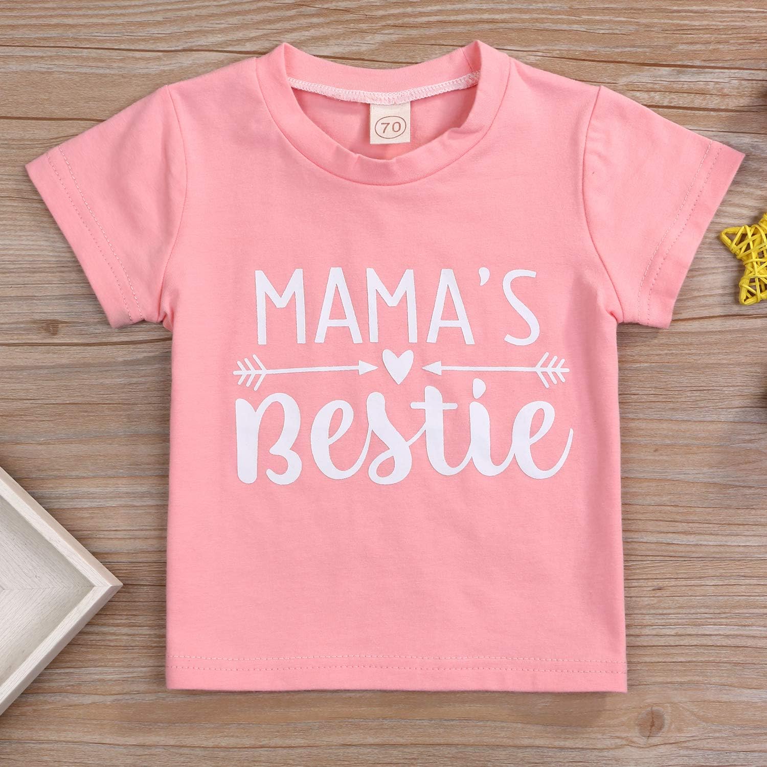 Mama's Bestie Baby Toddler Kids Girl Pink Arrow Letter T-Shirt Tee Tops Summer: Clothing