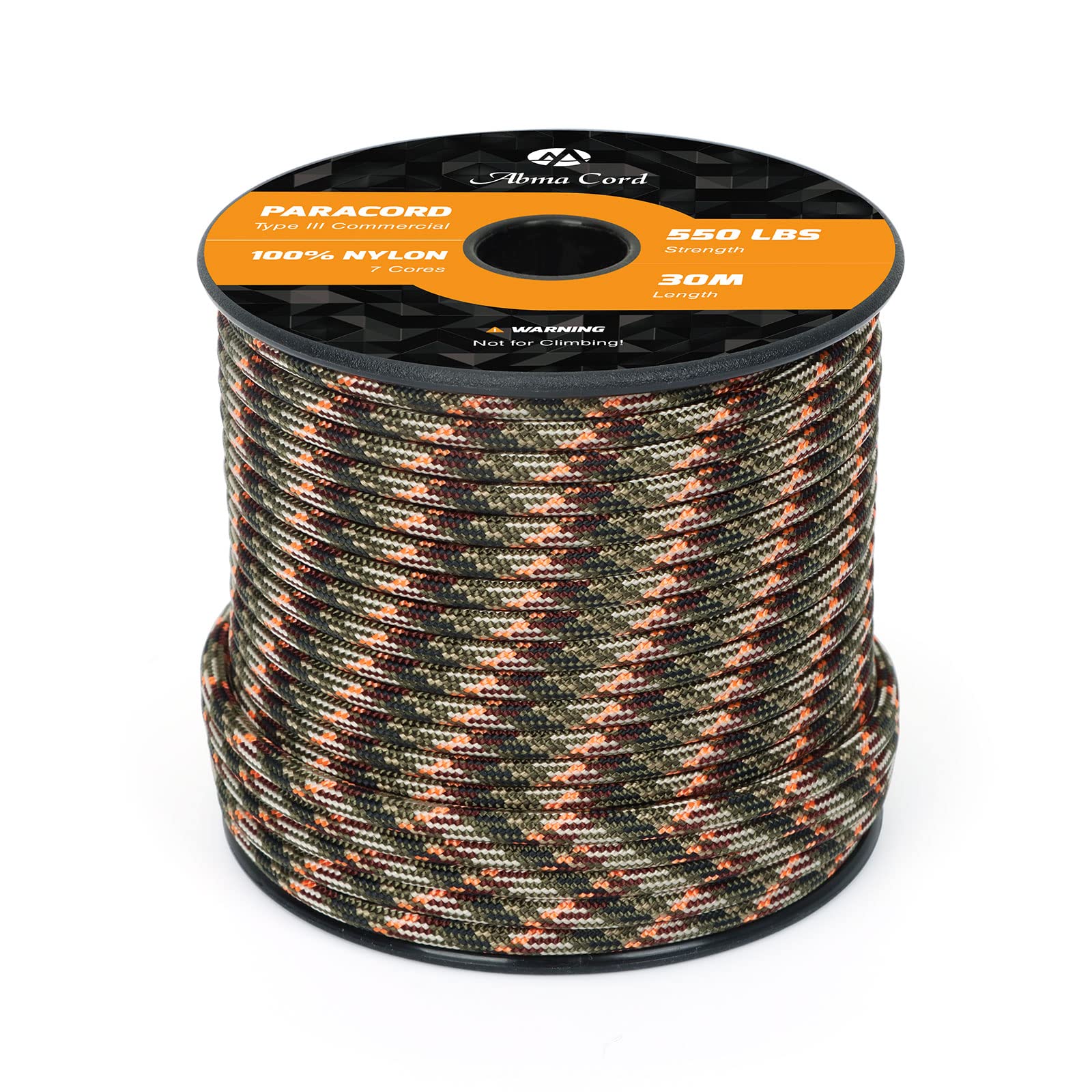 Abma Cord Paracord 550 4mm Nylon Rope Type III 7 Strands Parachute Cord - Max. 250kg (550lbs) - Military Camo Series