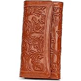 MEITRUE Women's Wallet Leather RFID Blocking Trifold Ladies Purse Embossed long Clutch Card Holder Phone Checkbook Organizer