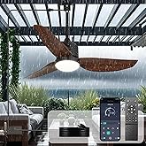 Depuley 42-Inch Outdoor Ceiling Fans: Walnut Waterproof Gazebo Fans with Lights Remote App Control - 3-Blade Plug-in Outdoor Hanging Fan for Patios Pergola Porch 6 Speed Reversible