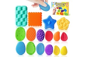 HELSORT Sensory Fidget Toys for Kids Adults: 16 Pack Textured Silicone Worry Stones for Anxiety Relief, Sensory Stress Toy for Autism Kids Calming, Quiet Small Fidgets for Classroom Stocking Stuffers