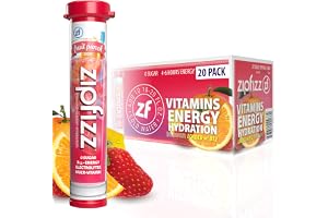Zipfizz Daily Energy Drink Powder, Fruit Punch, 20 Pack 3-in-1 Sustained Energy, Rapid Hydration, and Essential Vitamins Sugar-Free Electrolyte Powder Contains Vitamin B-12 & Antioxidants