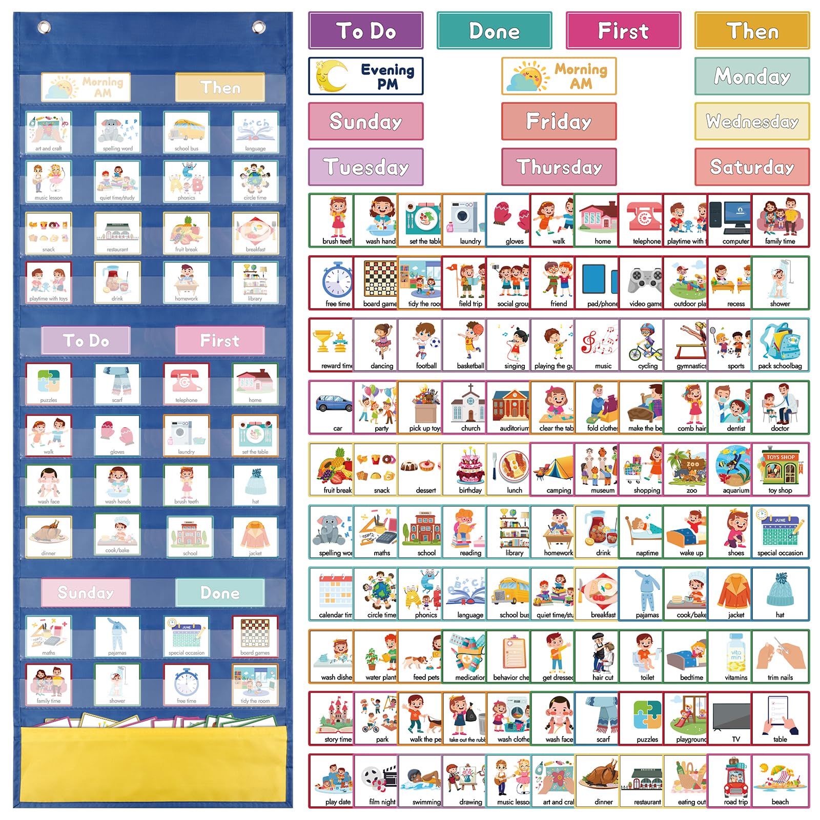 Visual Timetable, 123 Pecs Cards Weekly Routine Chart for Children, Magnetic Now and Next Board Autism Sensory Equipment,Visual Aid Cards for Autistic Children, ADHD,ASD, Preschool Kids,Home,School